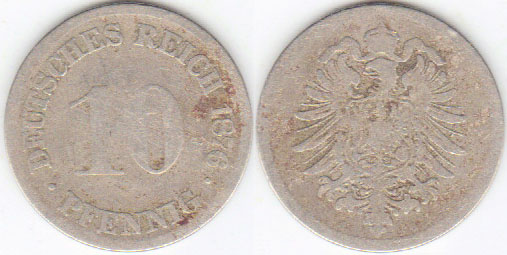 1876 G Germany 10 Pfennig A001854